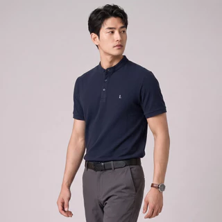 LTD เสื้อโปโลแขนสั้น ผู้ชาย สีน้ำเงิน | Pique polo banded collar | 03634