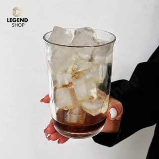 แก้วน้ำแก้วใส 400ml สไตล์วินเทจ ลายริ้ว แก้วกาแฟ แก้วนม แก้วน้ำผลไม้ ใช้ได้ร้อน/เย็น
