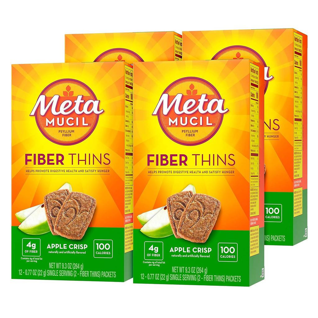 Metamucil Apple Crisp Flavored Fiber Thins Dietary Fiber Supplement with Psyllium Husk, . Ounce, Pac