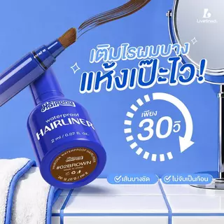 Livetined Hairona แปรงปกปิดผมบาง Waterproof Hairliner 2ml สีสดใส ทาเรียบเนียน มีสีดำ-น้ำตาล