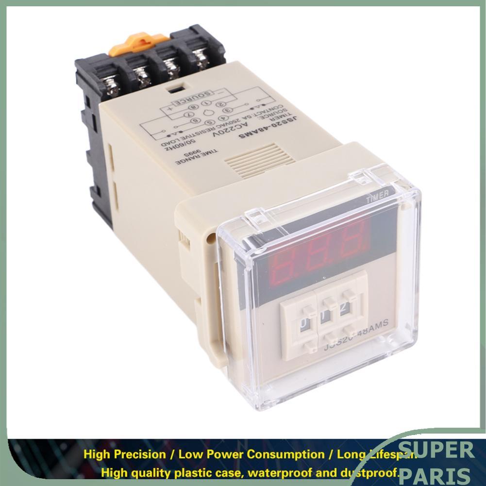 Superparis Superparis รีเลย์ตัวจับเวลา JSS20-48AMS 1-999S AC 220V บน Delay จอแสดงผลดิจิตอลโมดูลขนาดก