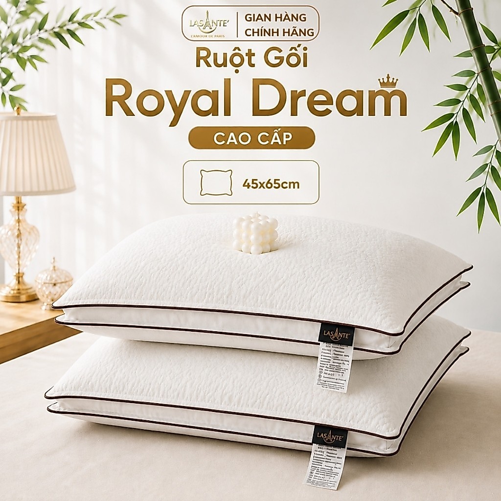 ปลอกหมอน Lasante พรีเมี่ยม Royal Dream ผ้าฝ้ายขนนก ขนาด 45x65ซม