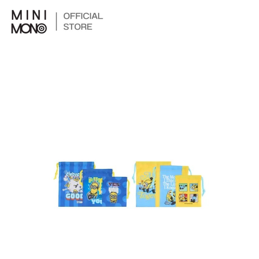 Mini Mono เซ็ตถุงผ้าหูรูด 3 ชิ้น ลาย Minions