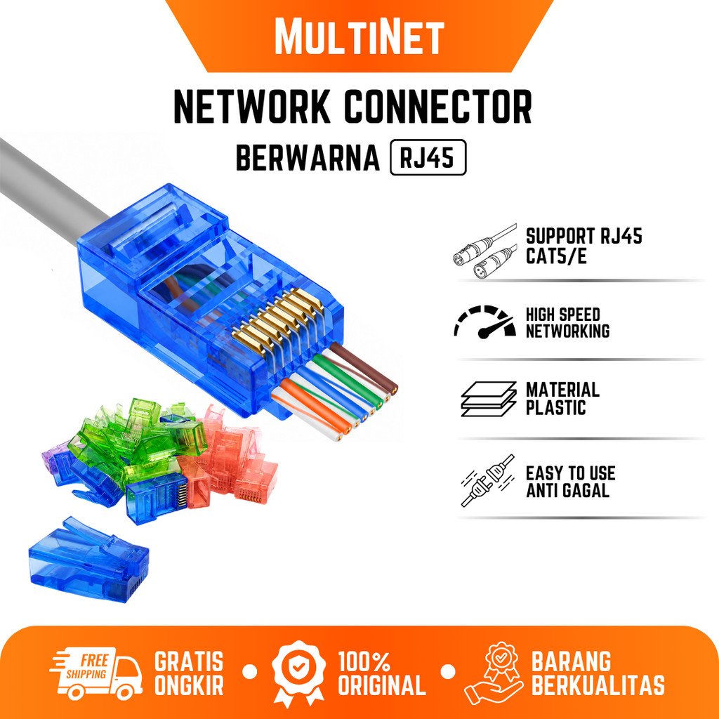ขั้วต่อ RJ45 CAT5 || ขั้วต่อเครือข่ายสีสันสดใส RJ45 CAT5