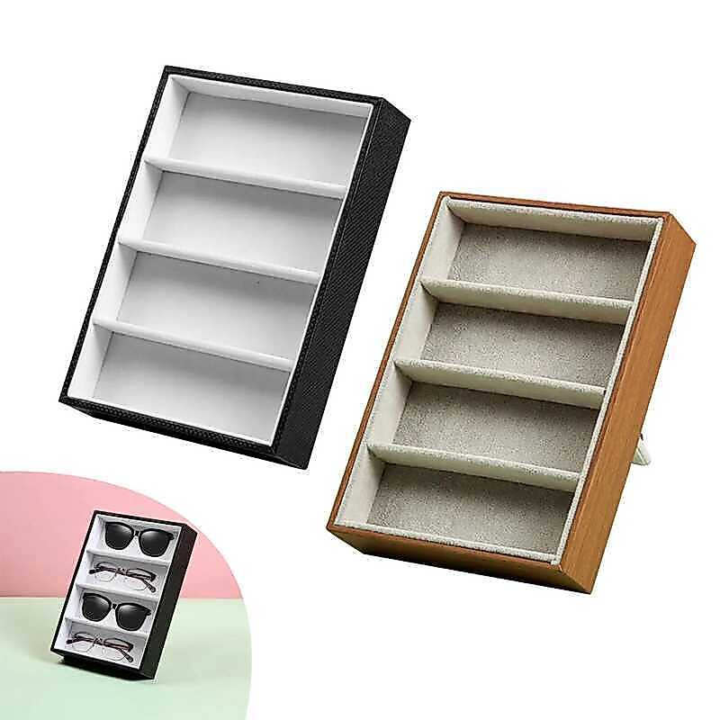 C 4 Slot Eyeglass Organiser Case Jewelry Watches Sunglass Show Tray Glasses Display Case Storage