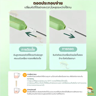 SWEETYBAYI เครื่องตีฟองนมไฟฟ้า ที่ตีฟองนมไร้สาย แบบพกพา ที่ตีฟองนม กาแฟ ที่ตีไข่แบบชาร์จ USB
