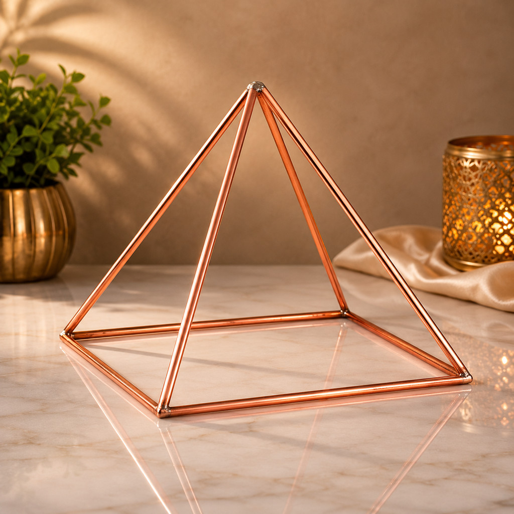พีระมิดทองแดงแท้ 100% สำหรับสมาธิและฮวงจุ้ย | Copper Pyramid Energy Generator |
