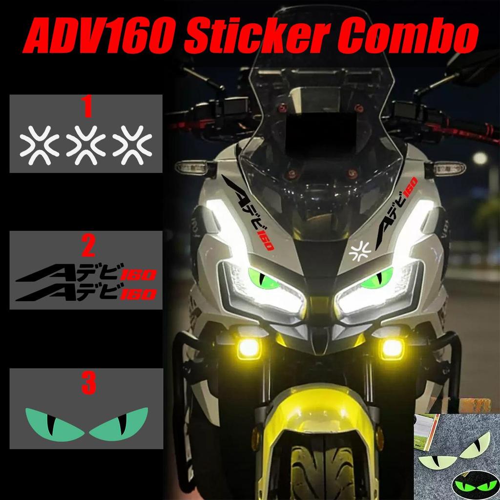 ADV160 สติ๊กเกอร์ Combo Set ไฟหน้า "Devil Eye" Film & Body Decal สําหรับการปรับแต่งสกู๊ตเตอร์ผจญภัยแ