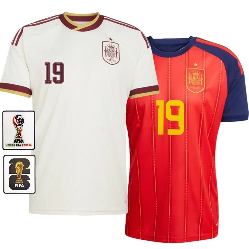 Jersey Fan Version 2026 Spain Home Away เสื้อยืดแขนสั้นผู้ชาย เสื้อยืด 3d 2XS-6XL