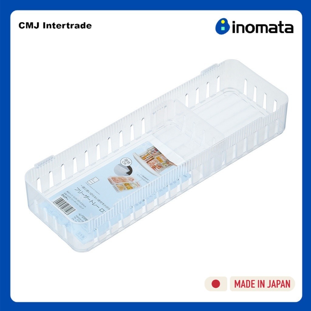 INOMATA ถาดเล็กใส่อาหารในตู้เย็น พร้อมตัวแบ่งช่องแบบเลื่อน ถาดจัดของในตู้เย็นแบบใสขุ่น ของใช้ภายในบ้านจากญี่ปุ่น