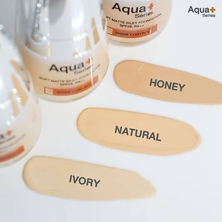 ( รองพื้น สำหรับผิวเป็นสิว ไม่อุดตัน ปกปิดเป็นธรรมชาติ ) Aqua+Series Soft Matte Silky Foundation SPF25, PA++ 30 ml.
