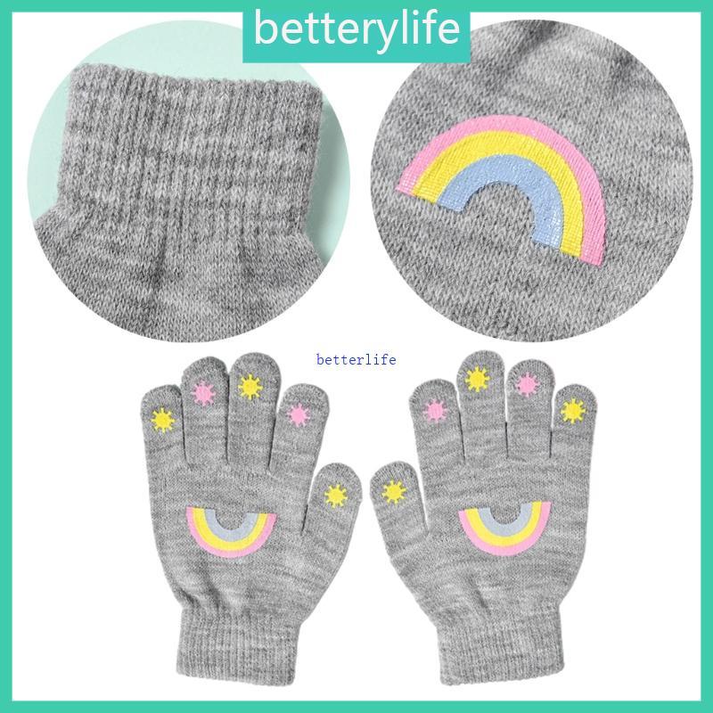 BTF ถัก Mittens สําหรับเด็กผู้หญิงเด็กฤดูหนาวโครเชต์หนา Mitten สําหรับ 4-8Years