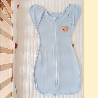 Cali-NEW​BORN​ SLEEPING​ BAG ถุงนอน ห่อตัวกันสะดุ้ง 0-3 เดือน ปักหมี🐻ผ้าCotton USA *ป้าย Cali Baby