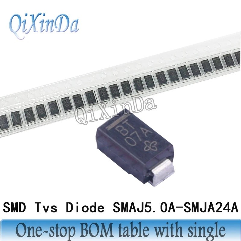 50pcs SMD ทีวีไดโอด SMAJ5.0A SMAJ6.0A SMAJ8.5A SMAJ10A SMAJ12A SMAJ13A SMAJ15A SMAJ18A SMAJ20A SMAJ2