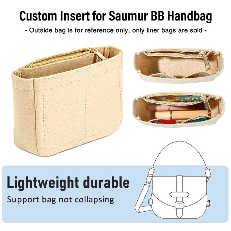 ใส่กระเป๋าสําหรับ Saumur BB Soft Felt Multi Compartment Shape Holder กระเป๋าถือน้ําหนักเบาด้านใน Lin