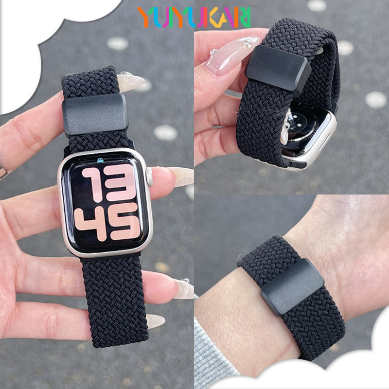 สายรัดไนลอนแม่เหล็กสำหรับ for Ultra 4 SE 3 2 Series 12 11 10 9 8 7 6 5 IWatch 49/45/41/38/42/40/46/44 มม