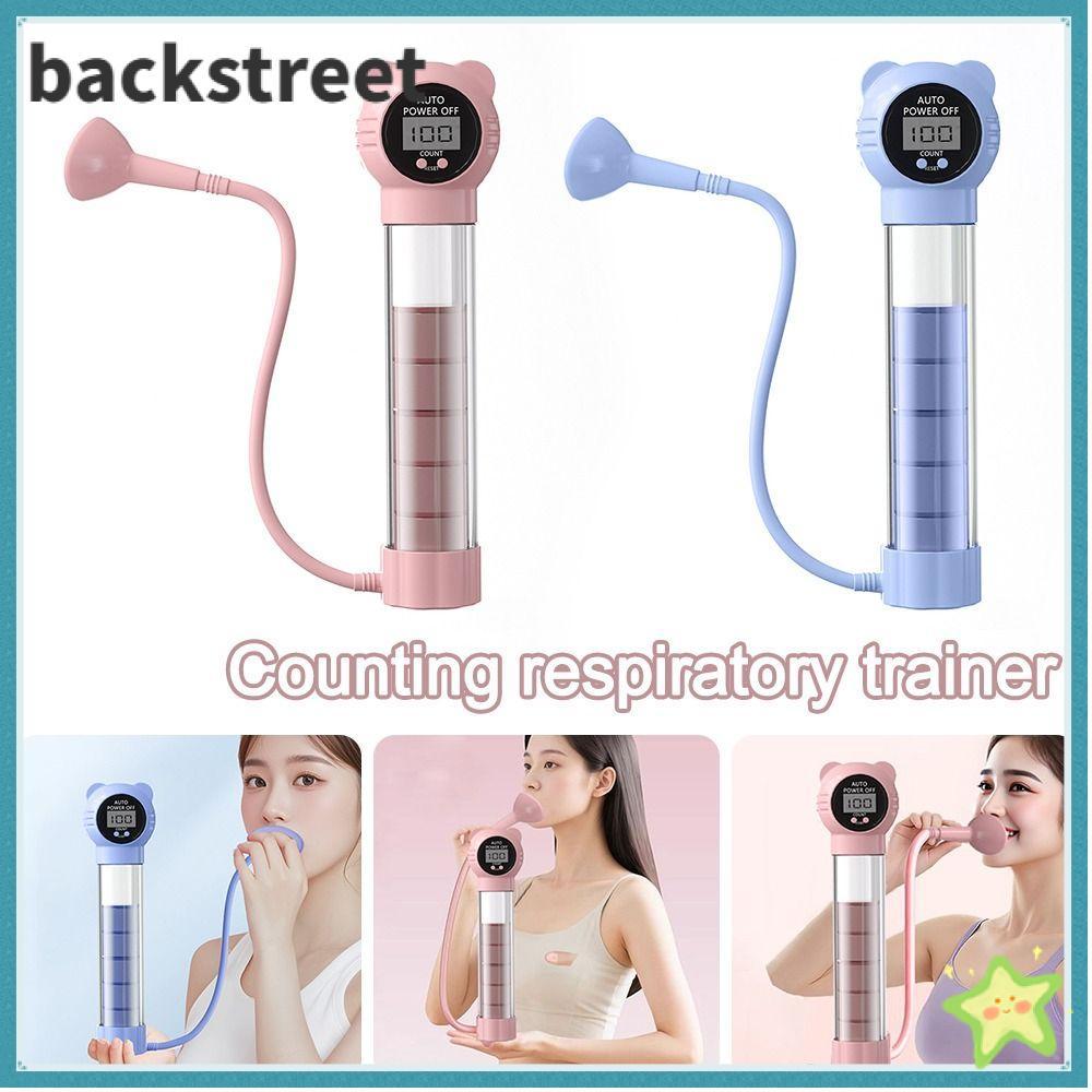 BACKSTAGEDV Breathing Dumbbells, นับหน้าท้อง Breathing Trainer,ปรับความต้านทานปอดความจุ Expander ไดอ