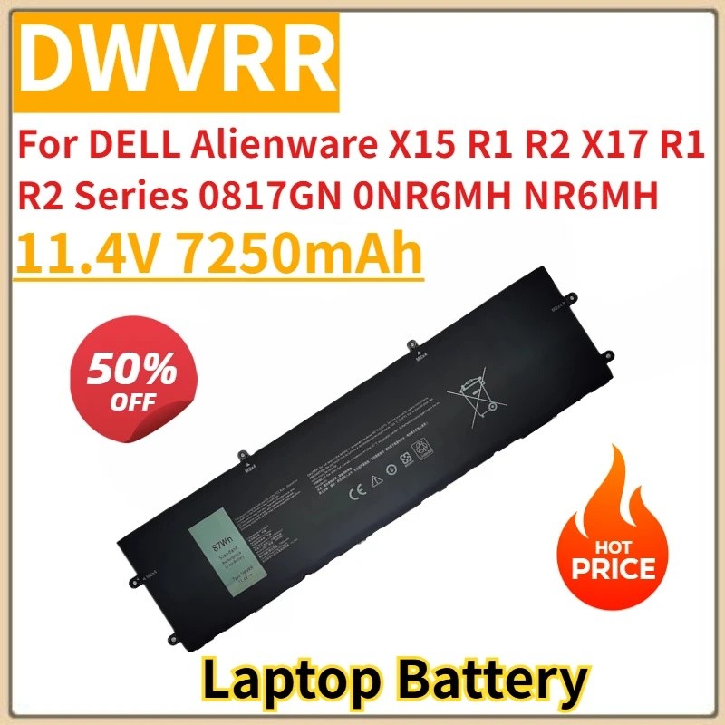ใหม่เปลี่ยนแบตเตอรี่แล็ปท็อป 11.4V 7250mAh DWVRR สําหรับ DELL Alienware X15 R1 R2 X17 R1 R2 Series 0