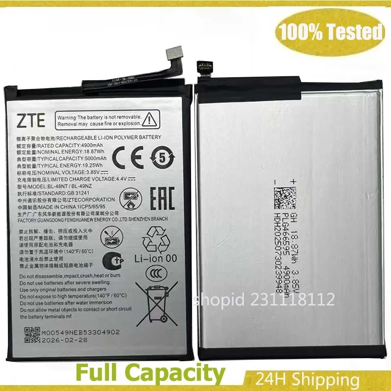3.85V 5000mAh แบตเตอรี่ใหม่สําหรับ ZTE blade A35E / Z2466 BL-49NZ แบตเตอรี่ Li-ion Batteria
