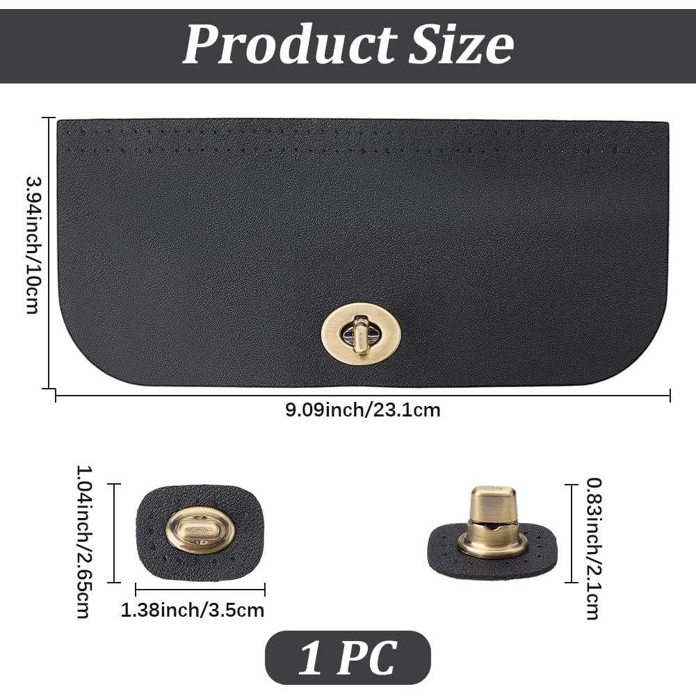 9.09 x 3.94 นิ้วกระเป๋าหนัง PU Flip Cover สี่เหลี่ยมผืนผ้าเย็บกระเป๋า Flap พร้อม Twist Lock Clasp กร