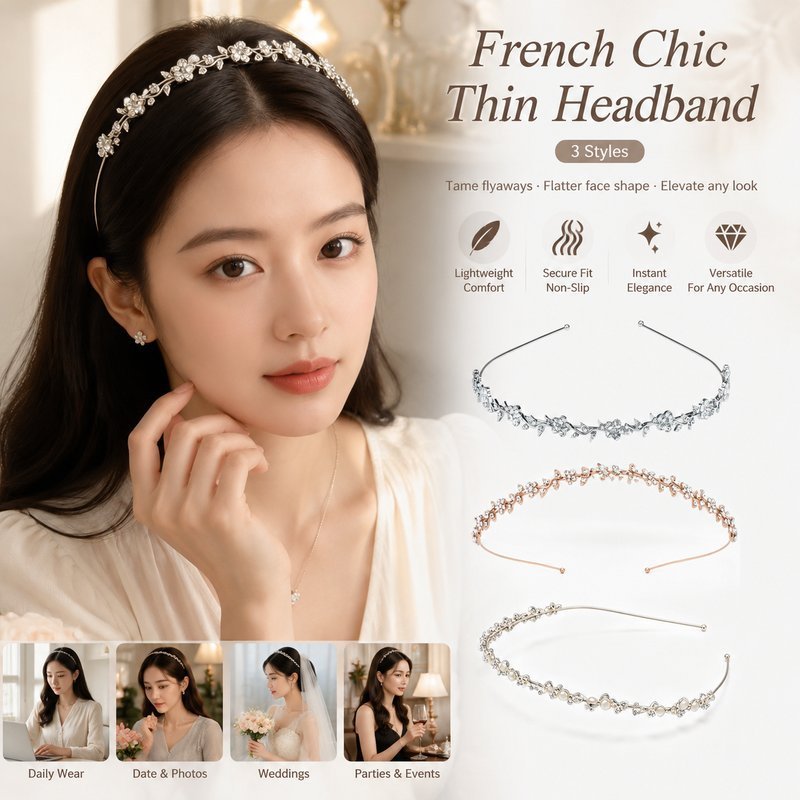 ที่คาดผมหรูประดับคริสตัล ที่คาดผมดอกไม้คริสตัล ลายเถาใบไม้สลับดอก ช่วยเพิ่มจุดเด่นให้ทรงผมเวลาออกงาน