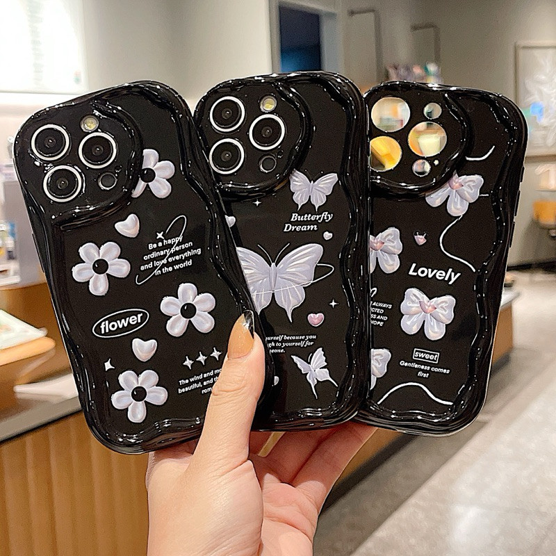 CURLY BUTTERFLY CASING สําหรับ INFINIX SMART 10 9 8 8PRO 7 6 5 NOTE 40 30 30PRO HOT 50 50i 40PRO 30i