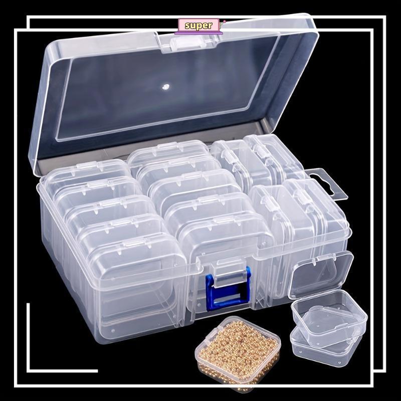 Louislifesuperpq Stackable 30 ตารางกล่องเก็บพลาสติกใสสําหรับเครื่องประดับลูกปัด CCD