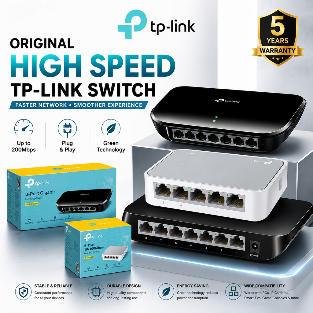 JNJ เทคโนโลยี TL-SF1005D TL-SG1005D TL-SG1008D 5-Port 8-Port 10/100/1000 Mbps Desktop Switch TP-Link