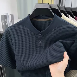 CLIFF เสื้อโปโลคอเฮนรี่ผู้ชาย สไตล์ธุรกิจ ผ้านุ่มละมุน ทรงหลวม แมตช์ลำลองได้หลากหลาย เสื้อบนสไตล์วินเทจ