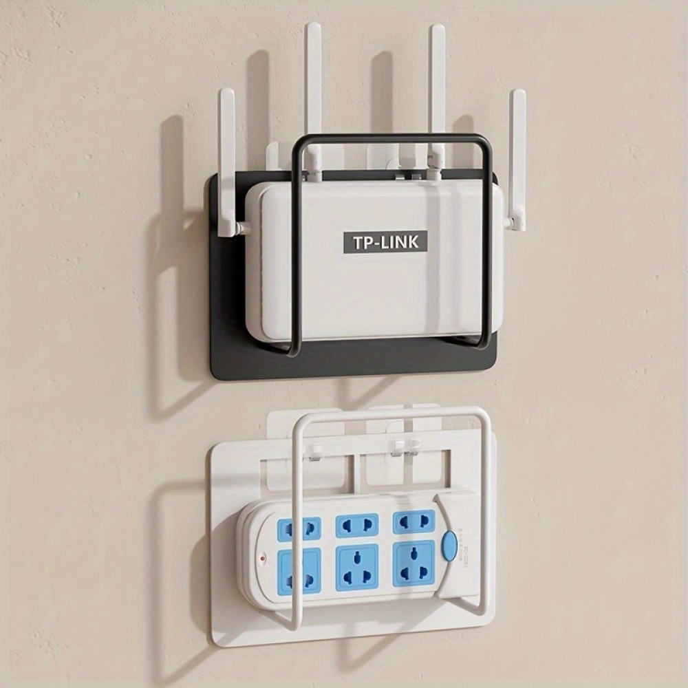 ชั้นวางเราเตอร์ติดผนัง ไม่ต้องเจาะ เหล็กหล่อ ขนาด 15x10x5 ซม จัดระเบียบ WiFi กล่องทีวี ของใช้ในบ้าน 