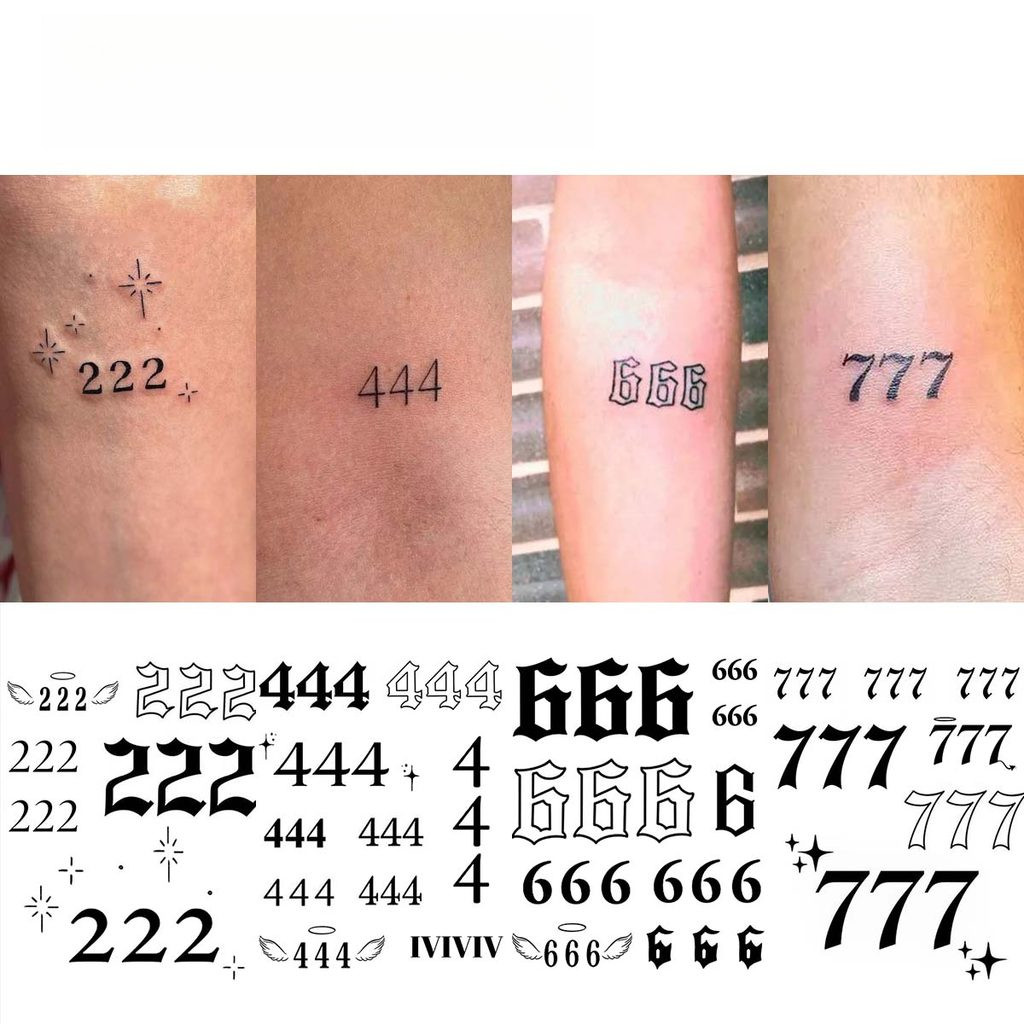 ดี แบบอักษรมินิมอล, แบบอักษรแบบกอธิคตัวหนา, รอยสักชั่วคราวธีมแองเจิล, รอยสักชั่วคราวกันน้ําสมุนไพร, ติดทนนาน 7-15 วัน, ไม่เลอะง่าย