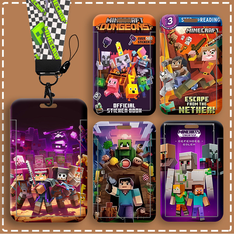 Work Permit Factory Brand Minecraft Lanyard ID Card Holder Cartoon Campus Student Pick-up Card Bus S