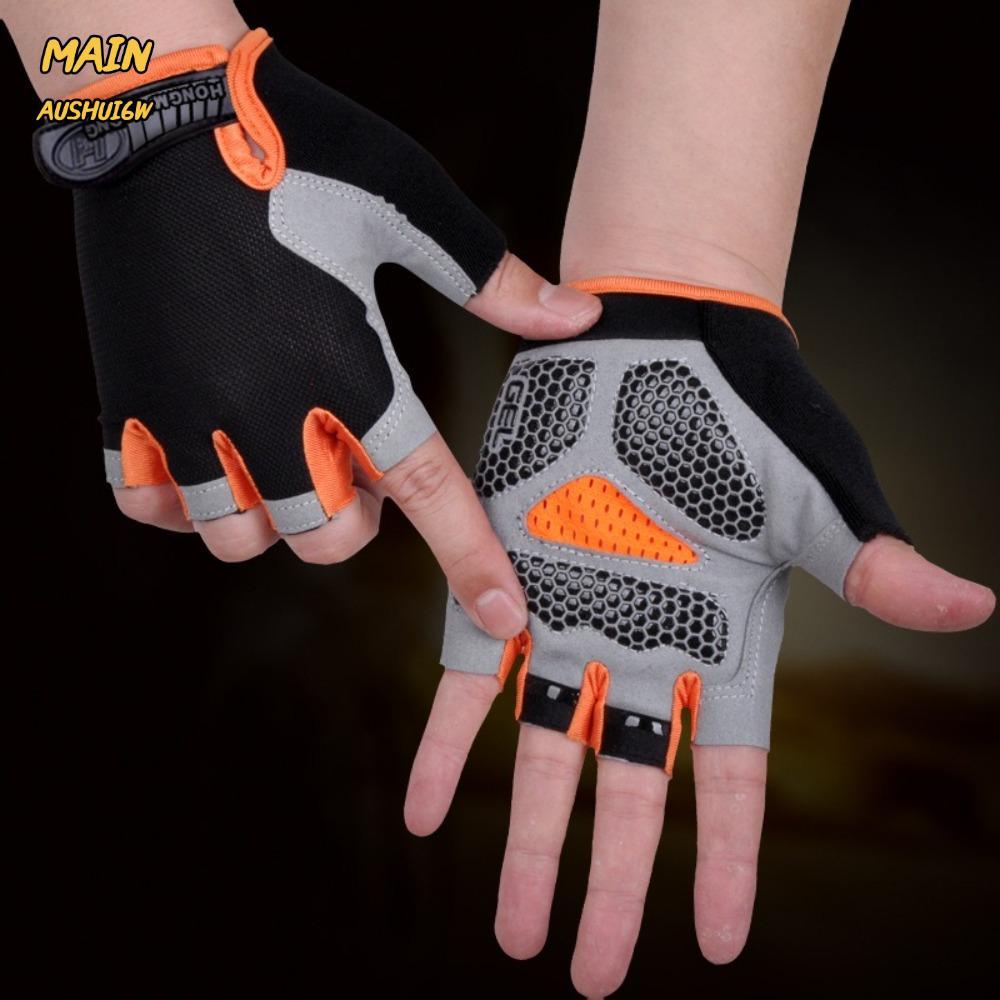 MAINAUSHUI6W ถุงมือครึ่งนิ้ว, Anti-slip Breathable ผู้หญิงผู้ชายถุงมือขี่จักรยาน, Fingerless Elastic