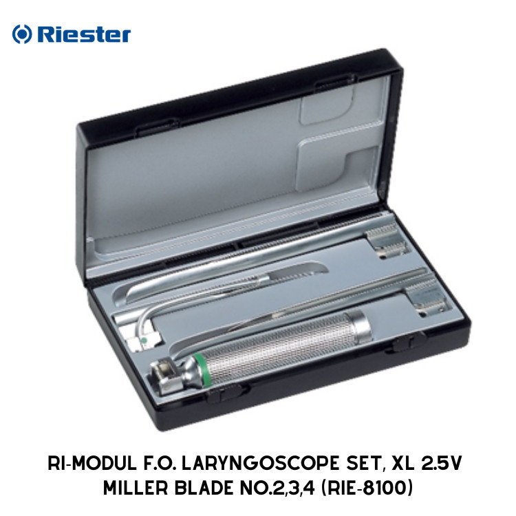 Riester RI-MODUL F.O. LARYNGOSCOPE SET, XL 2.5V  MILLER BLADE NO.2.3,4 เครื่องมือส่องหลอดลม RIE-8100