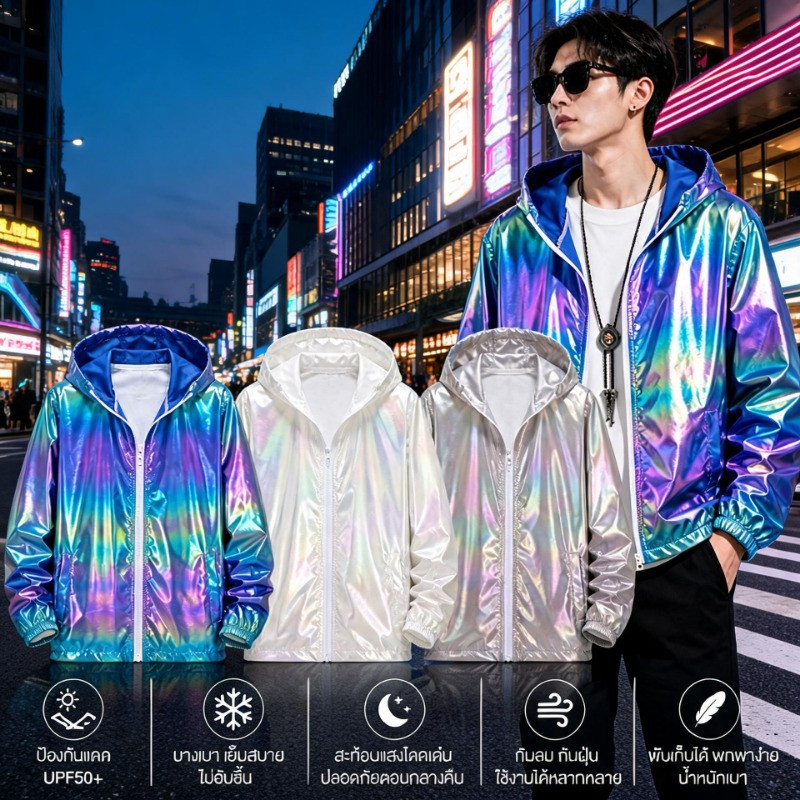 เสื้อโค้ทกันแดด สไตล์เกาหลี ส่งไวจากไทย บางเบา ขอบข้อมือยืดหยุ่น สีสันสดใส สวมใส่สบาย