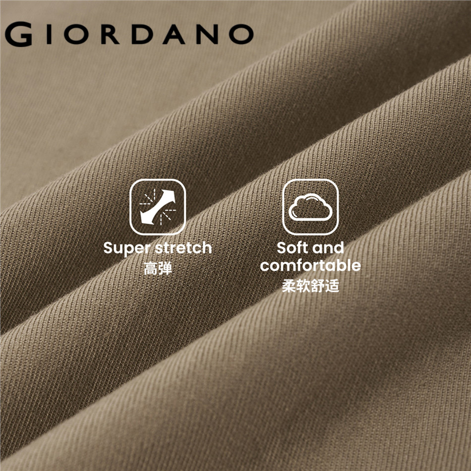 GIORDANO بنطلون خاكي رجالي Relax Fit بخصر مطاطي — صورة 5