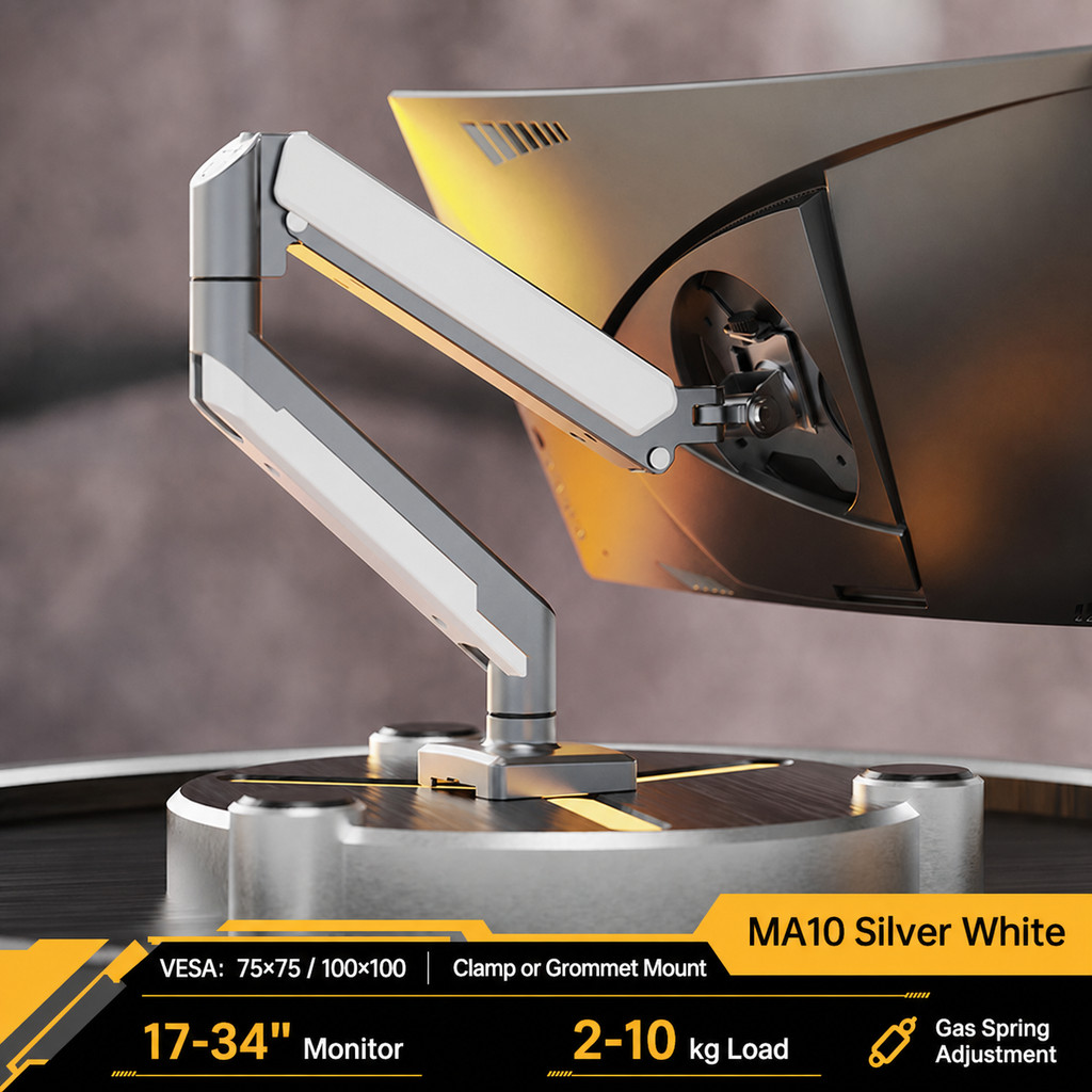 Monitor Arm Stand Gas Spring Desk Mount Single Dual Screen Holder VESA 13-49 นิ้วแล็ปท็อปถาด No-Dril