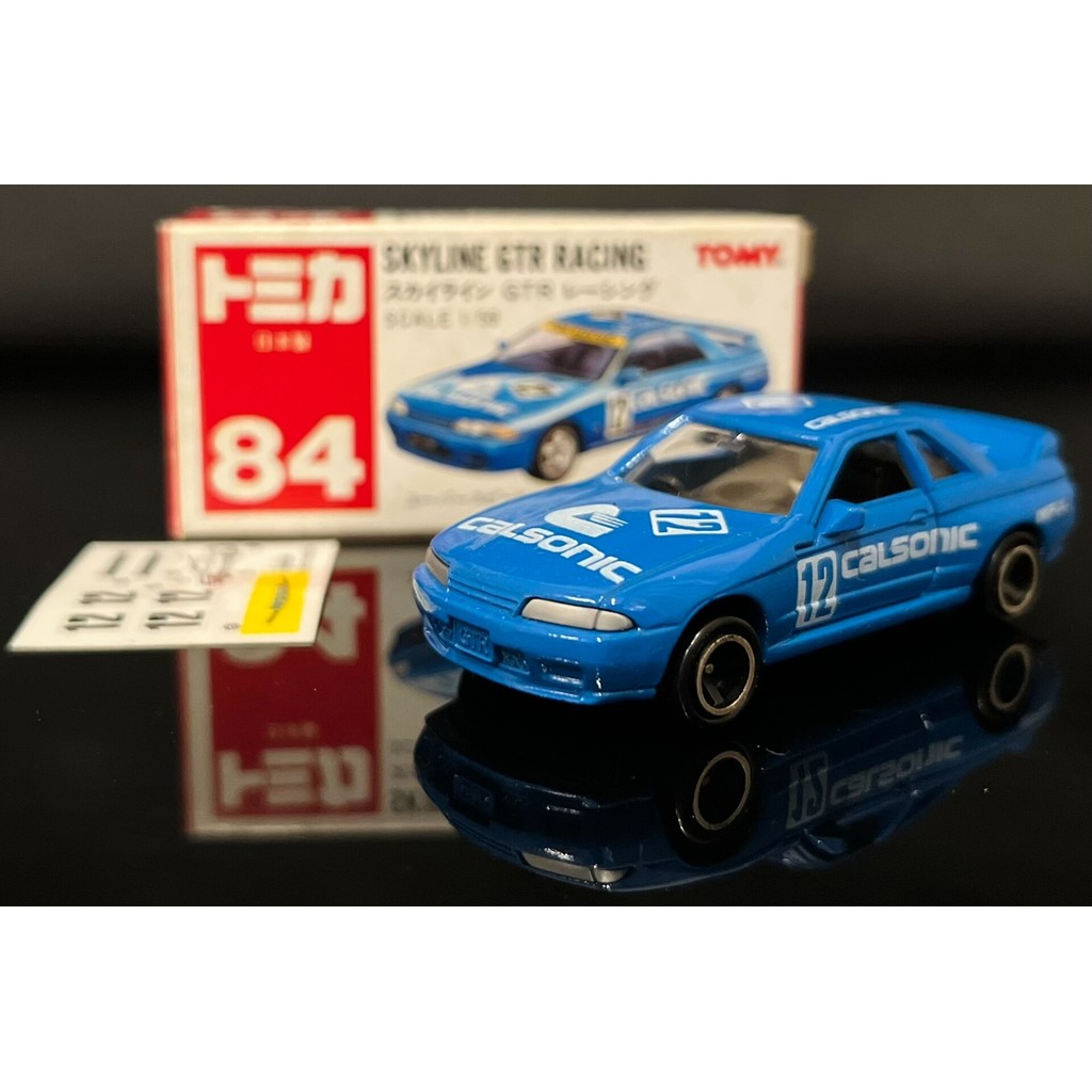 TOMICA TOMICA NISSAN SKYLINE GTR NISSAN SKYLINE GTR RACING 12 CALSONIC No. 84 Made in Japan Display!