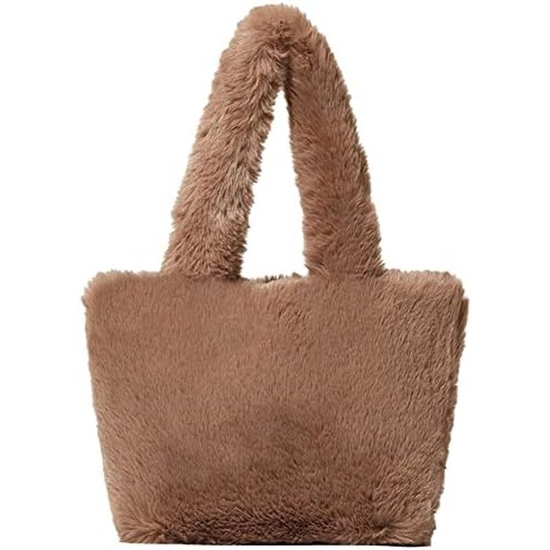 Yohra Plush Faux Fur Top Handle กระเป๋าถือสําหรับผู้หญิงสาวขนาดใหญ่ความจุไหล่กระเป๋ากระเป๋าสตางค์สํา