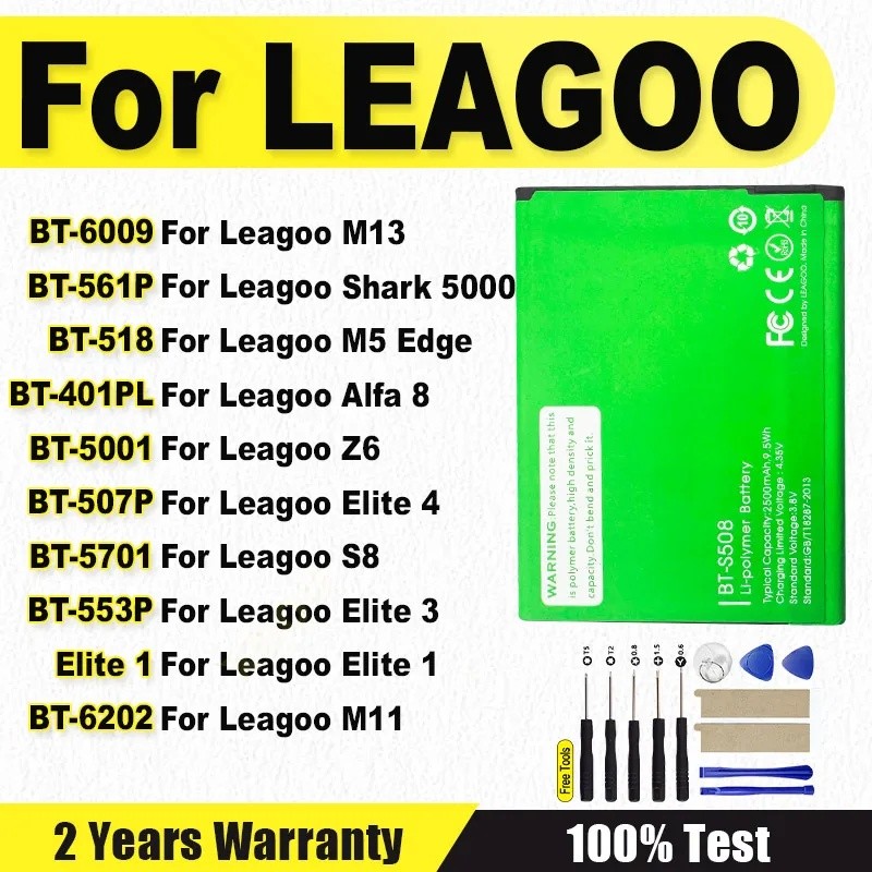 XDOU BT-5001 BT-5701 BT-518 BT-6009 BT-6202 BT-401P แบตเตอรี่สําหรับ Leagoo Shark Alfa Elite 1 3 4 Z