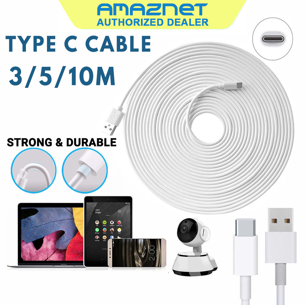 3 M/5 M/10 M ประเภท C USB Android สายชาร์จสําหรับ Ezviz H6C H6 5MP, Xiaomi กล้องวงจรปิดครอบครัวความป
