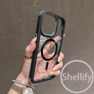 2-in-1 สีปิดกั้นแถบป้องกันการตกโปร่งใสสูงอะคริลิคเคสโทรศัพท์แม่เหล็กเหมาะสําหรับ iPhone 15, 16, 17 Pro Max รวมทุกอย่างด้านข้างเลื่อนฝาครอบซิลิโคนป้องกันการตก