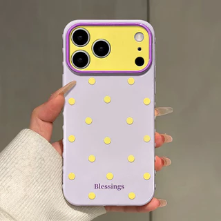 สำหรับ iPhone 15 17 16 13 11 12 14 Pro Max 15 14 16 Plus ลายจุดคัลเลอร์เรียบง่าย ข้างเคสหัวใจ เคสหน้าต่างกล้อง
