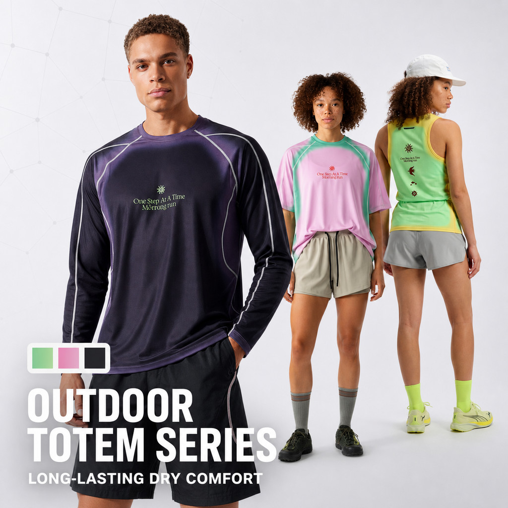 เสื้อกีฬา Totem ลายพิมพ์ แห้งเร็ว ระบายอากาศดี มีแขนสั้น แขนยาว และเสื้อกล้าม สำหรับวิ่ง Outdoor