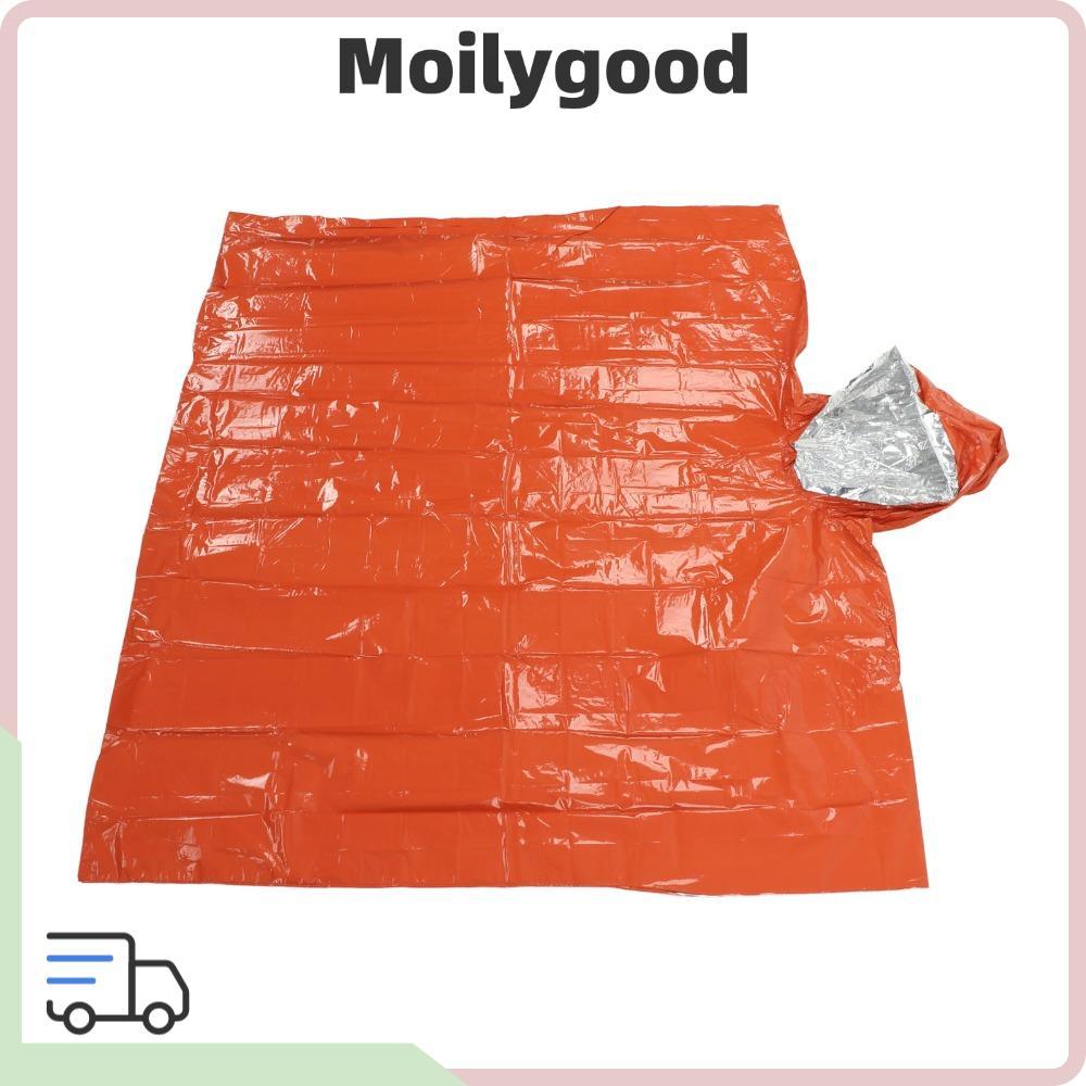 MOILYMY เสื้อปอนโชแบบใช้ซ้ําได้, พร้อมถุงเก็บ 100x120 ซม. เสื้อปอนโชฉุกเฉิน, ฟิล์มอลูมิเนียม PE ทนทา