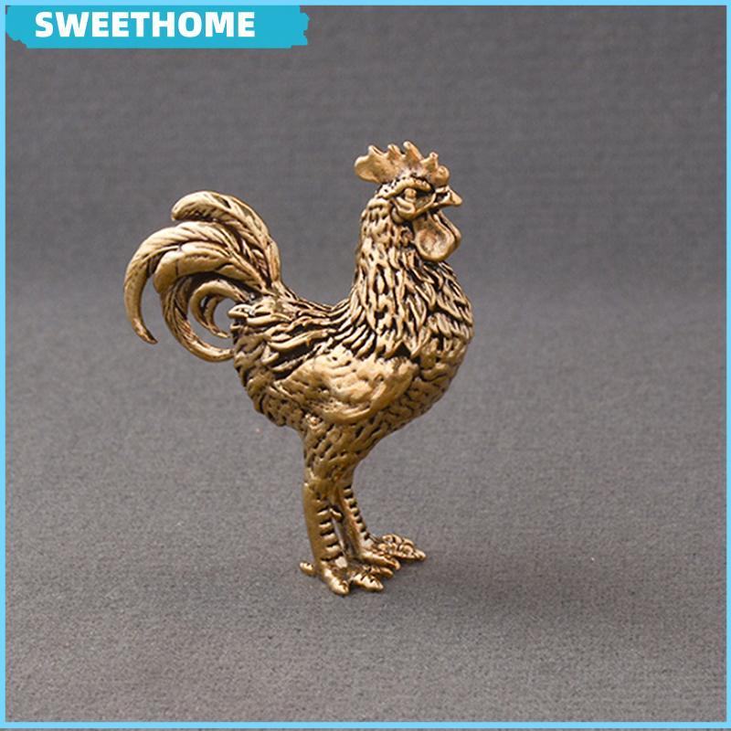 SWEETHOME 1/2PCS Miniatures ทองแดงไก่และ Hen เครื่องประดับทองเหลืองไก่ขนาดเล็กรูปปั้นสํานักงานเดสก์ท็อปเครื่องประดับชาสัตว์เลี้ยงหัตถกรรม