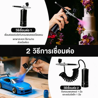 【Koler】ชุด แอร์บรัช แบบพกพาพร้อมคอมเพรสเซอร์, ปืนสเปรย์ขนาดเล็กไร้สายสําหรับวาดภาพ, แต่งหน้า, ตกแต่งเค้ก, และอาคารรุ่น