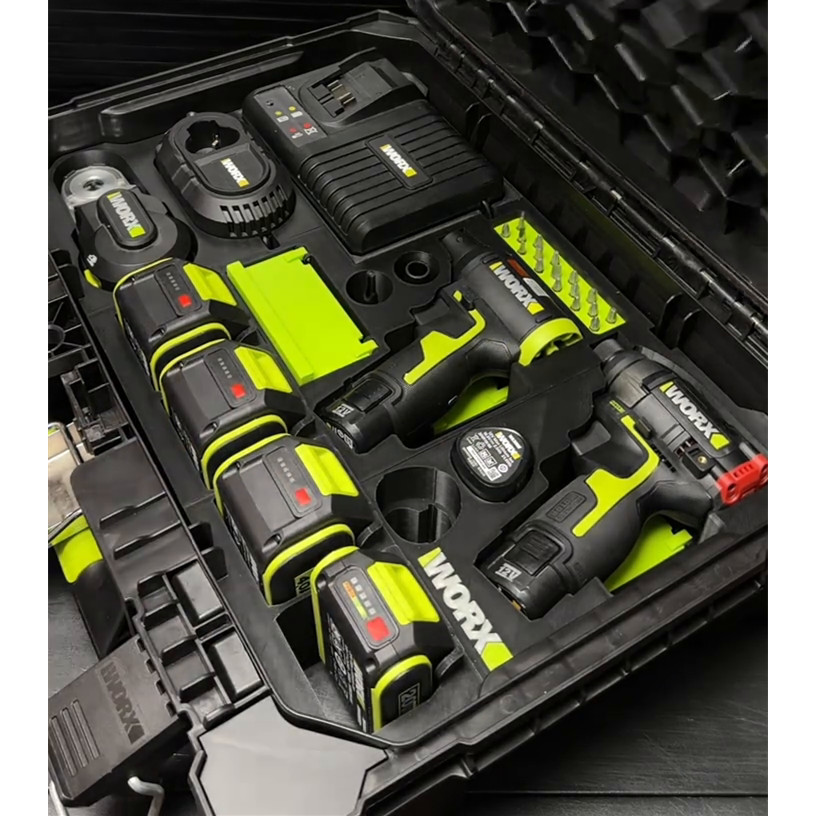 【กล่องซับในพิมพ์ 3D】เข้ากันได้กับกล่องเครื่องมือ WORX 4233 จัดเก็บไดเปอร์ WU094 + ไขควง WU132x และอุ