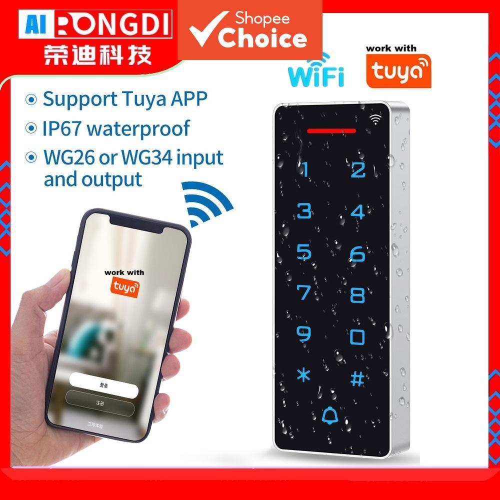 One Piece AIRONGDI ประตูควบคุมการเข้าถึงปุ่มกด WiFi Tuya Smart App Standalone ID IC RFID Card Reader IP67 กันน้ํา