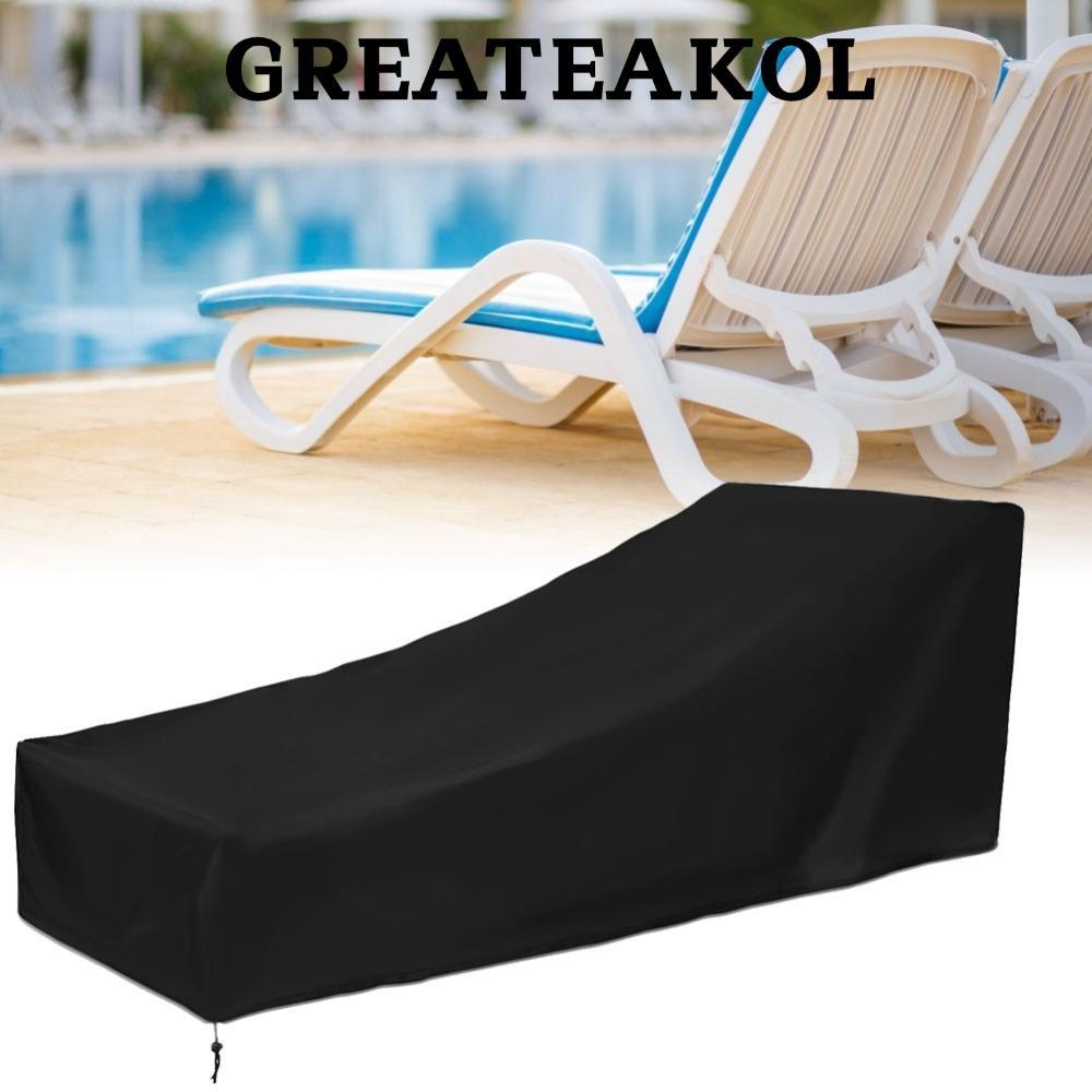 GREATESKOL Chaise Lounge ผ้าคลุมเก้าอี้,ป้องกันฝุ่นพับกันน้ํา Chaise Lounge Cover, ผ้าสีดําทนทานลาน 